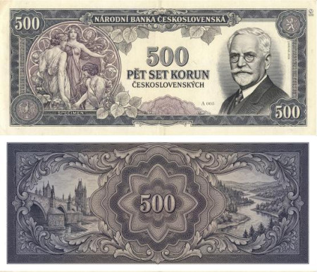 Československo 500 korún Mucha (súkromná tvorba)